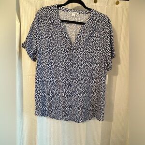 Navy and white blouse